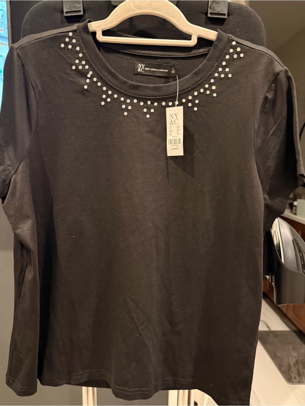 New York & Company black t-shirt with gems